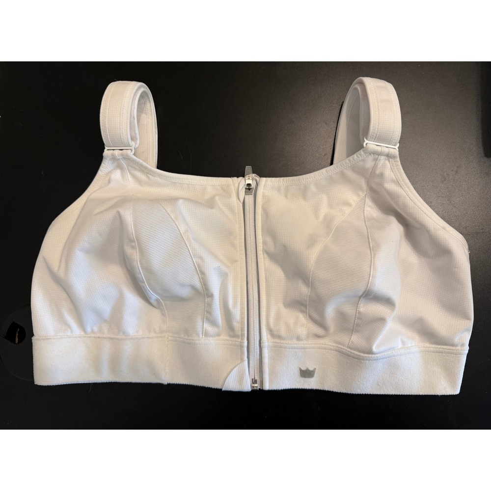 SHEFIT Ultimate Sports Bra White High Impact Adjustable Front Zip Size 4Luxe
